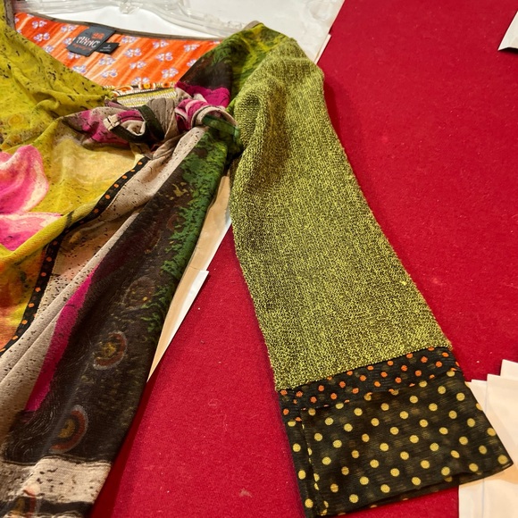 ANTHROPLOGIE Anac SHIRT Side Knot Tie Neck MIXED PRINTS Art to Wear  ROMANTIC S - Picture 13 of 16